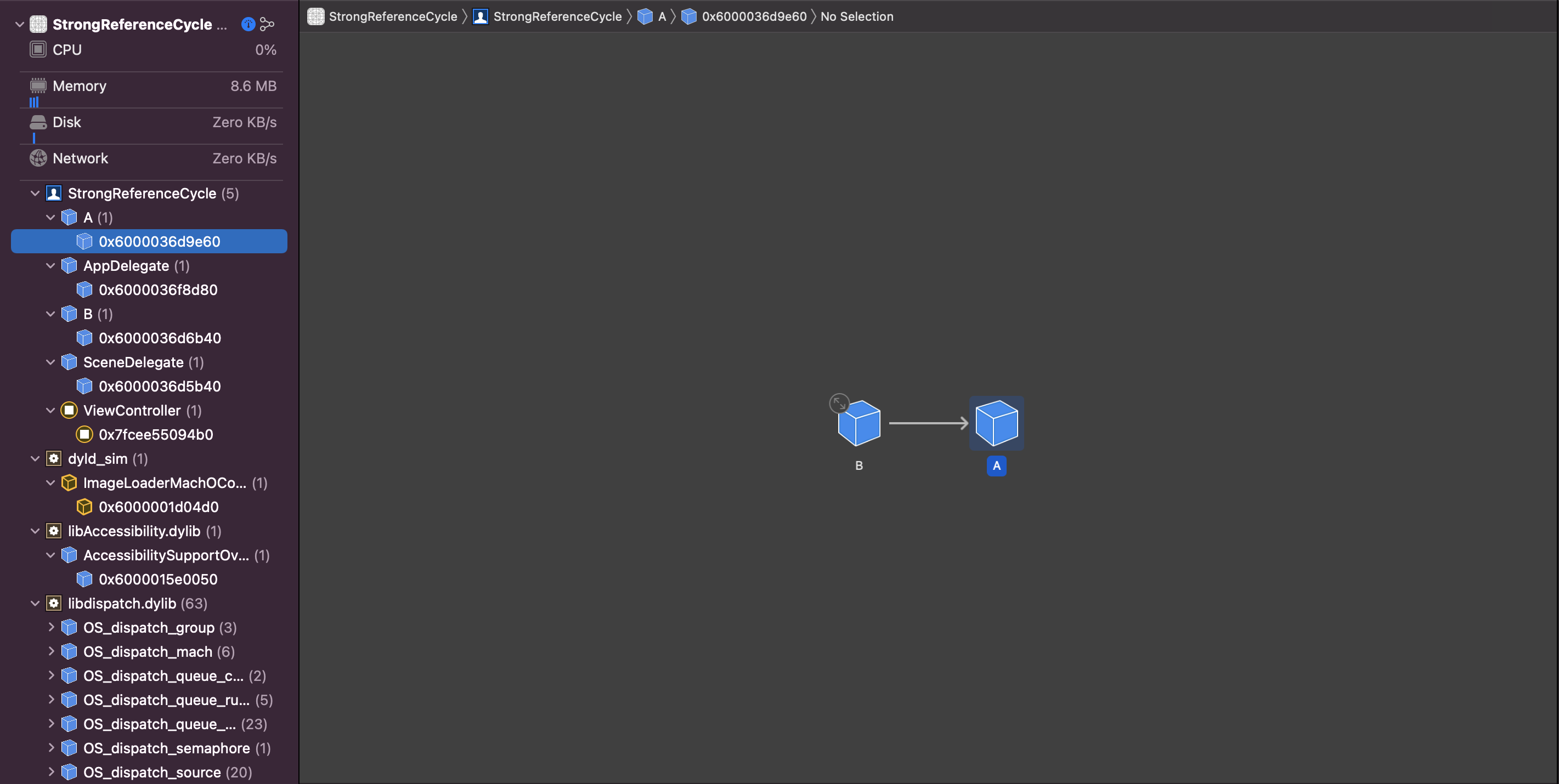 B to A (memory graph