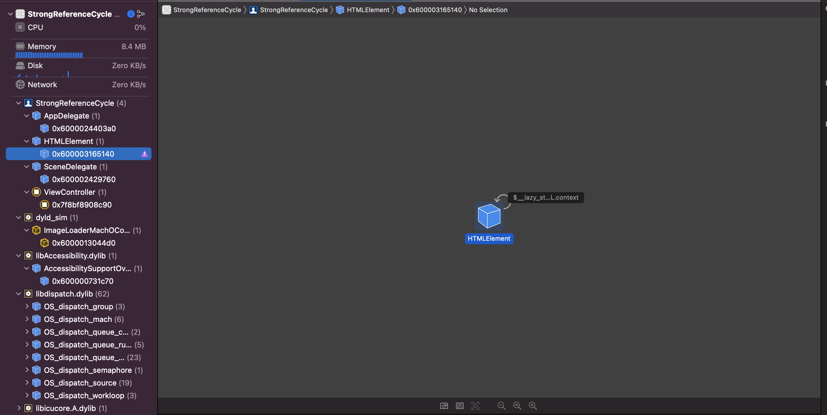 HTMLElement (memory graph